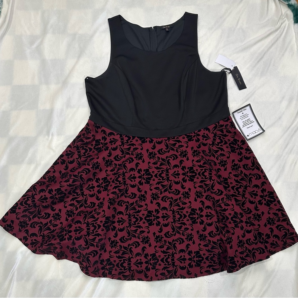 SOLD~NWT City Studio Womens Flocked A-Line Party Dress Size 24W